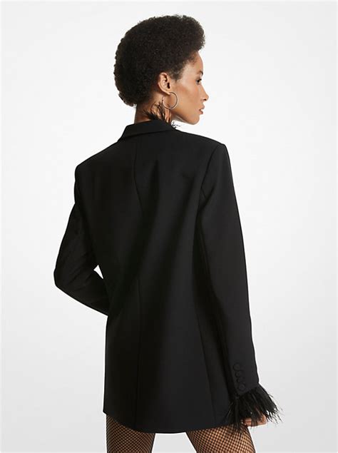 michael michael kors feather trim crepe boyfriend blazer|Michael Kors .